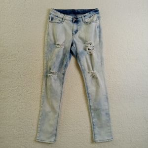 Fashion Nova U.W.J Jeans Junior 13 Distressed Faded‎ Stretch Blue Denim Straight